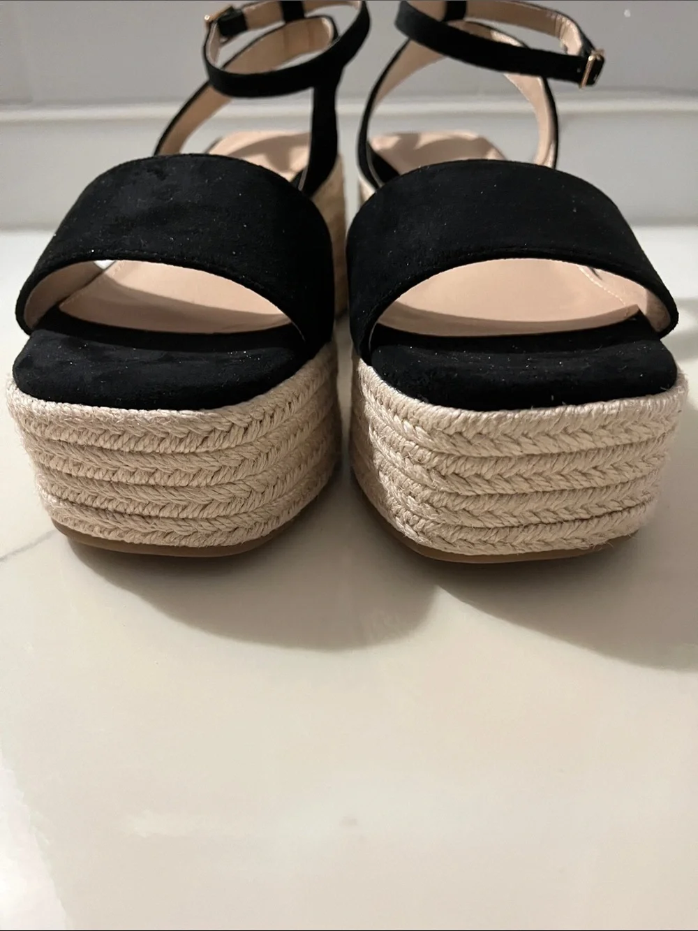 Amazon Black Platform Espadrille Wedge Sandals with Ankle Strap